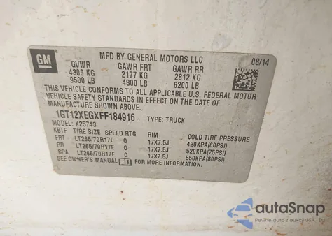 2015 GMC Sierra 2500Hd z USA, uszkodzony, nr VIN 1GT12XEGXFF184916